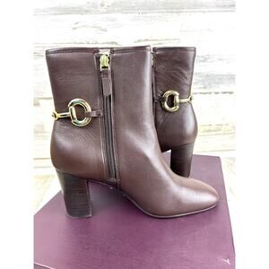 Johnston & Murphy Charlotte Womens 8.5 Brown Leather Bit Ankle Booties NWT